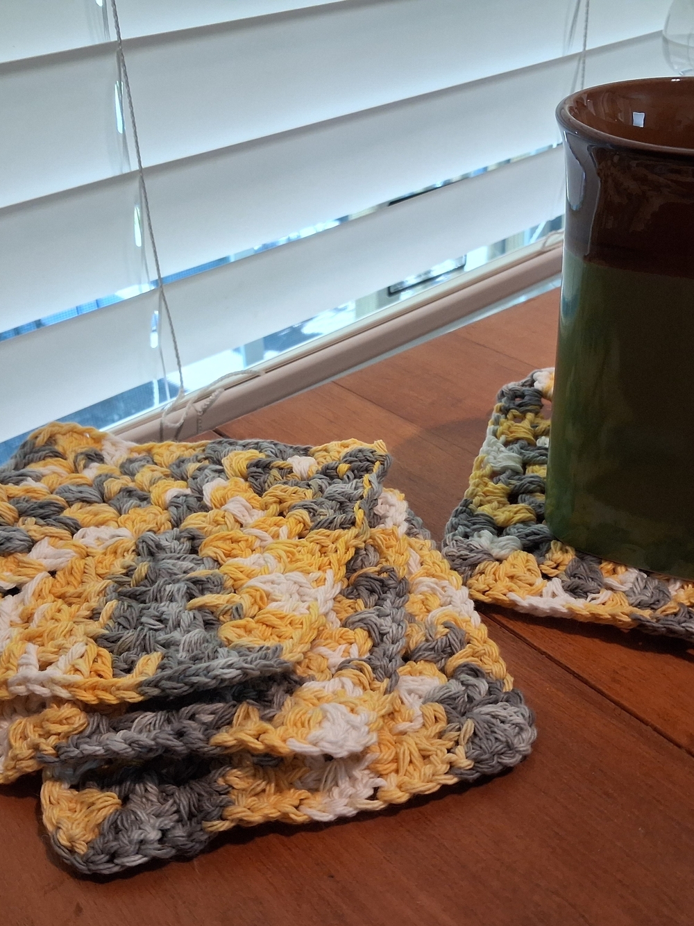 Cottagecore Cotton Coasters Set of 4 | Granny Square Drink Coasters